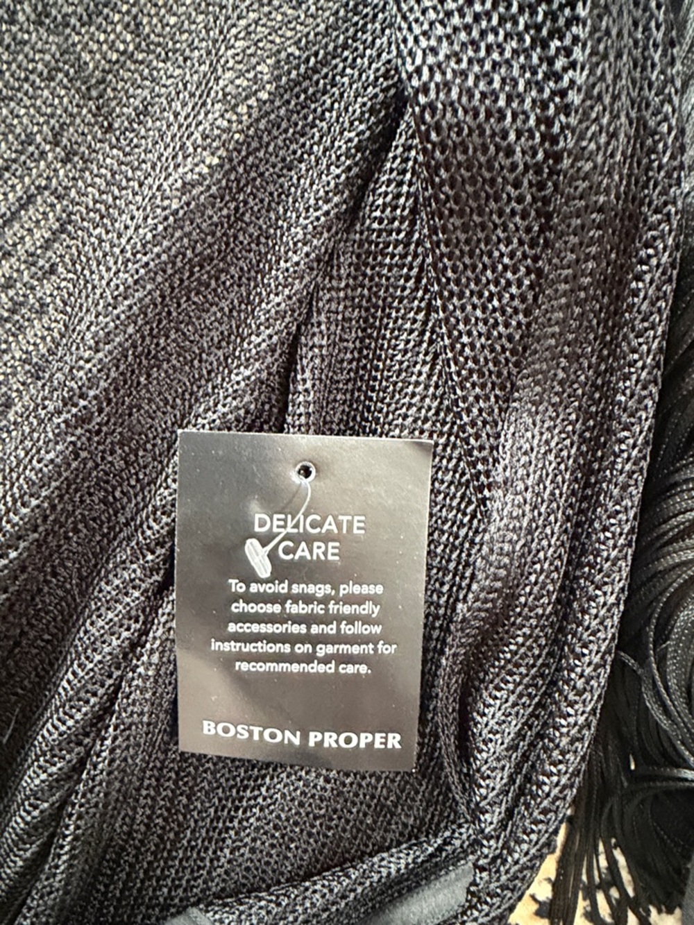 Boston Proper Black Crochet Cover-Up with Velvet Trim - Picture 10 of 10